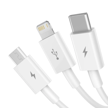  3w1 Kabel przewód Superior Series USB-A - USB-C / iPhone Lightning / micro USB 3.5A 0.5m - biały - zdj. dodatkowe 1