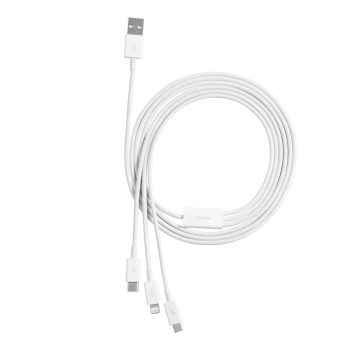  3w1 Kabel przewód Superior Series USB-A - USB-C / iPhone Lightning / micro USB 3.5A 0.5m - biały - zdj. dodatkowe 4