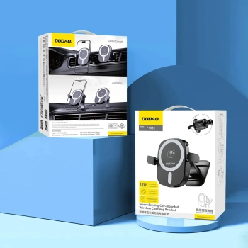  Uchwyt samochodowy do telefonu z ładowarką indukcyjną na kratkę kokpit 15W - czarny - zdj. dodatkowe 10