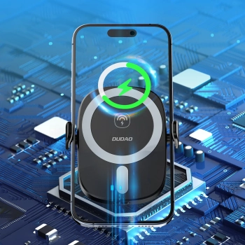  Uchwyt samochodowy do telefonu z ładowarką indukcyjną na kratkę kokpit 15W - czarny - zdj. dodatkowe 5