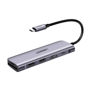  6w1 HUB adapter USB-C - HDMI USB-A USB-C PD czytnik SD TF - szary - zdj. dodatkowe 8