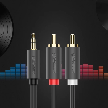  Kabel przewód audio 3.5 mm mini jack (męski) - 2RCA (męski) 1m - szary - zdj. dodatkowe 8