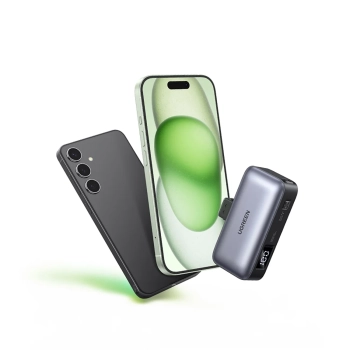  Powerbank 5000mAh zintegrowane złącze USB-C (męski) / USB-C (żeński) - szary - zdj. dodatkowe 2