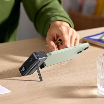  Powerbank 5000mAh zintegrowane złącze USB-C (męski) / USB-C (żeński) - szary - zdj. dodatkowe 6