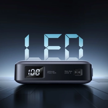  Powerbank 5000mAh zintegrowane złącze USB-C (męski) / USB-C (żeński) - szary - zdj. dodatkowe 7