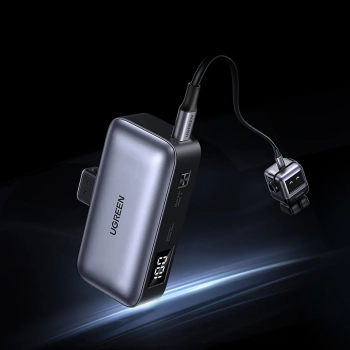  Powerbank 5000mAh zintegrowane złącze USB-C (męski) / USB-C (żeński) - szary - zdj. dodatkowe 8