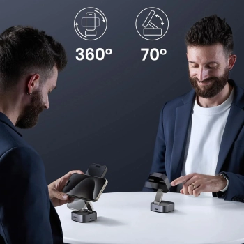  3w1 Ładowarka indukcyjna MagSafe Qi2 USB-C do telefonu słuchawek - czarna - zdj. dodatkowe 9