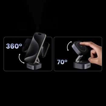  3w1 Ładowarka indukcyjna MagSafe Qi2 USB-C do telefonu słuchawek - czarna - zdj. dodatkowe 6