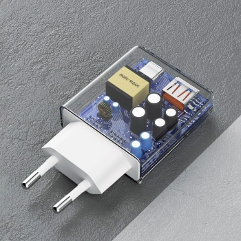  Ładowarka sieciowa GaN 30W USB-A - USB-C z kablem USB-C - biała - zdj. dodatkowe 4