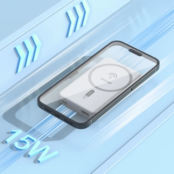  Powerbank K14S+ 10000mAh z podstawką 20W USB-A / USB-C / MagSafe - biały - zdj. dodatkowe 2