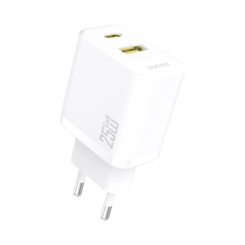 Szybka ładowarka sieciowa 25W USB-A USB-C - biała