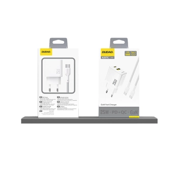  Szybka ładowarka sieciowa 25W USB-A USB-C - biała - zdj. dodatkowe 3