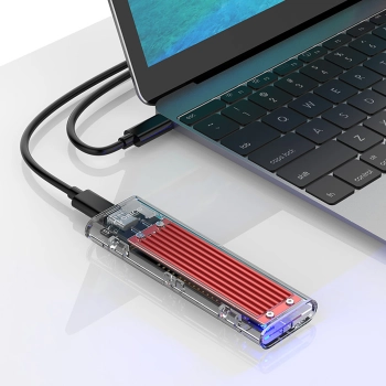  Kieszeń obudowa na dysk TCM2-C3 M.2 NVME na USB-C 10Gb/s - czerwono-przezroczysta - zdj. dodatkowe 3