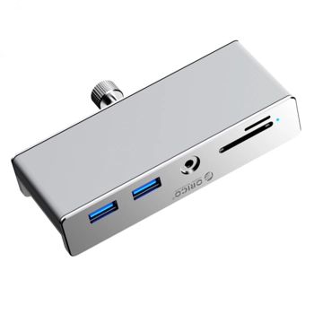  Hub MH5PMM montowany na zacisk USB-C / USB-A SD TF 3.5mm Audio - srebrny - zdj. dodatkowe 1