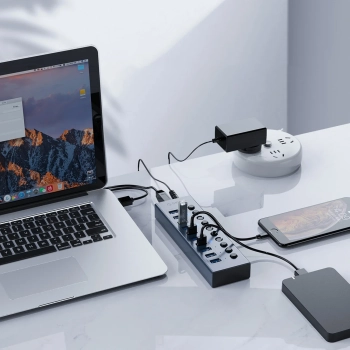  Hub BT2U3-16AB z włącznikami 16x USB-A - szary - zdj. dodatkowe 4