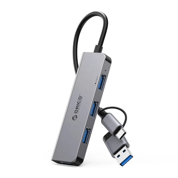 Hub YSA5-U3 stacja dokująca USB-A / USB-C na 4x USB-A - szary