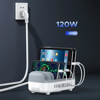  Inteligentna stacja ładowania DUK-10P-V1 do telefonów tabletów 10x USB-A - biała - zdj. dodatkowe 4