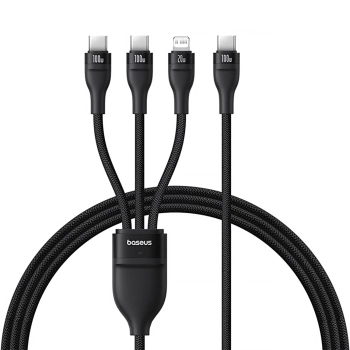 3w1 Kabel przewód Flash Series 3 100W USB-C - 2x USB-C iPhone Lightning 1.5m - czarny
