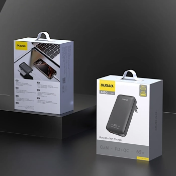  Ładowarka sieciowa podróżna ultracienka GaN 65W USB-A USB-C PD EU / US - czarna - zdj. dodatkowe 5