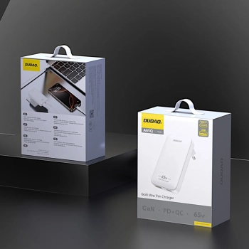  Ładowarka sieciowa podróżna ultracienka GaN 65W USB-A USB-C PD EU / US - biała - zdj. dodatkowe 3