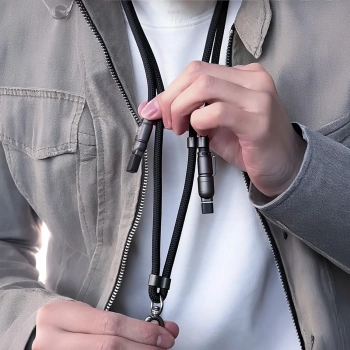  4w1 Kabel przewód smycz USB-A / USB-C / iPhone Lightning PD QC 65W 1.5m - czarny - zdj. dodatkowe 3