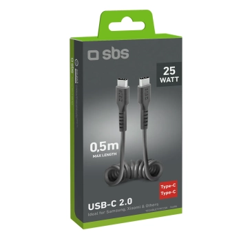  Kabel przewód spiralny USB-C 0.5m - czarny - zdj. dodatkowe 1