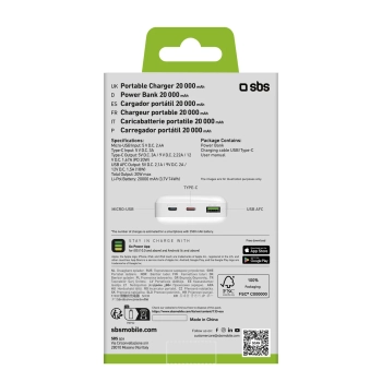  Powerbank 20000 mAh PD MicroUSB USB-C USB-A 20W - biały - zdj. dodatkowe 2