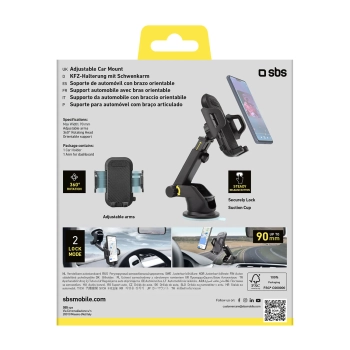  Uchwyt samochodowy na smartfona teleskopowy z przyssawką - czarny - zdj. dodatkowe 3