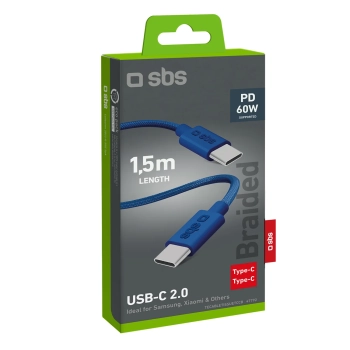  Kabel przewód w oplocie USB-C - USB-C 60W 1.5m - niebieski - zdj. dodatkowe 1