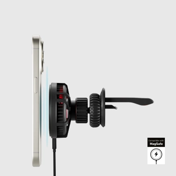  Uchwyt samochodowy na smartfona z ładowarką indukcyjną na kratkę z chłodzeniem - czarny - zdj. dodatkowe 10