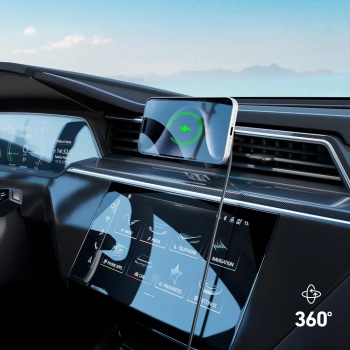  Uchwyt samochodowy na smartfona z ładowarką indukcyjną na kratkę z chłodzeniem - czarny - zdj. dodatkowe 4