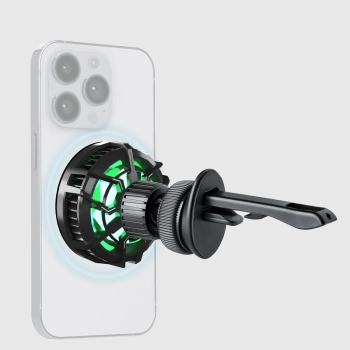  Uchwyt samochodowy na smartfona z ładowarką indukcyjną na kratkę z chłodzeniem - czarny - zdj. dodatkowe 6