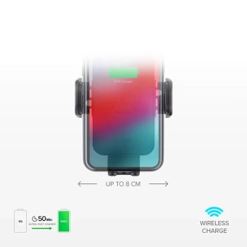  Uchwyt samochodowy na smartfona z ładowarką bezprzewodową na kratkę nawiewu - czarny - zdj. dodatkowe 1