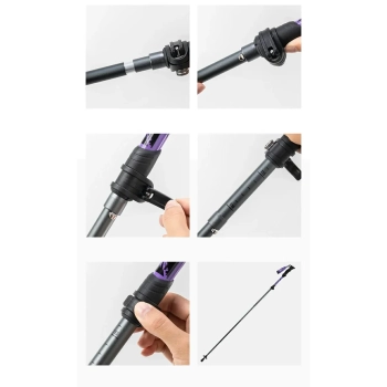  Kijki trekkingowe nordic walking aluminiowe 110 - 130 cm - fioletowe - zdj. dodatkowe 1