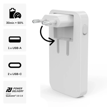  Ładowarka sieciowa składana GaN USB-C USB-A 65W - biała - zdj. dodatkowe 10