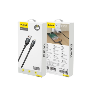  Kabel przewód USB-A - iPhone Lightning w oplocie 3A 30W 1.2m - czarny - zdj. dodatkowe 1