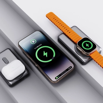  Powerbank K29 10000mAh MagSafe metalowa obudowa podstawka kable USB-C iPhone Lightning PD 20W - szary - zdj. dodatkowe 1