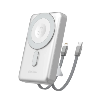 Powerbank K29 10000mAh MagSafe metalowa obudowa podstawka kable USB-C iPhone Lightning PD 20W - srebrny