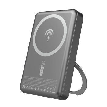 Powerbank K28 10000mAh z MagSafe z metalową obudową i podstawką PD 22.5W - szary