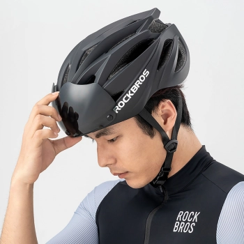  Kask rowerowy z szybką odpinanymi okularami z filtrem UV unisex - czarno brązowy - zdj. dodatkowe 3