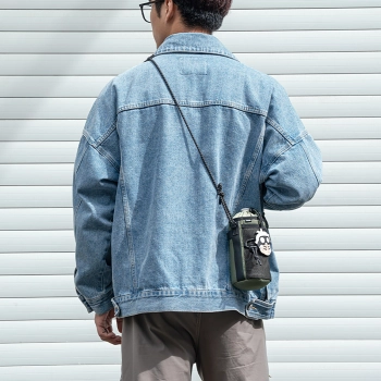  Torba turystyczna rowerowa na butelkę bidon z paskiem na ramię 1l - zielona - zdj. dodatkowe 4