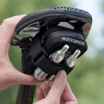  Mini torba podsiodłowa na rower z uchwytem na naboje CO2 - czarno-zielona - zdj. dodatkowe 2