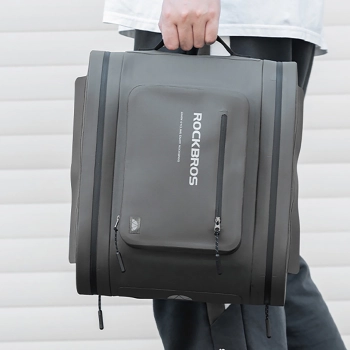  Sakwa rowerowa wodoodporna kufer na bagażnik 14l - szary - zdj. dodatkowe 4