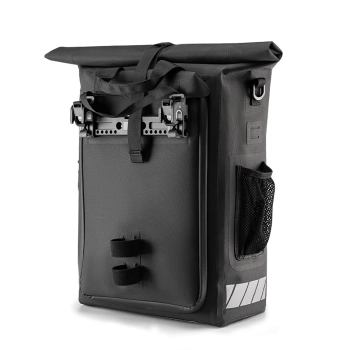  Sakwa rowerowa z funkcją plecaka wodoodporna z zaczepem na kask 18l - czarna - zdj. dodatkowe 1