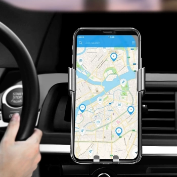  Uchwyt samochodowy grawitacyjny do smartfona na kratkę nawiewu - czarny - zdj. dodatkowe 2