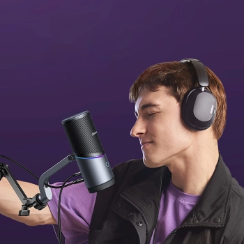  Mikrofon stojący na biurko USB-A RGB LED - srebrny - zdj. dodatkowe 6