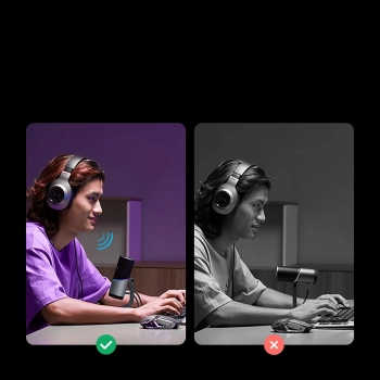  Mikrofon stojący na biurko USB-A RGB LED - srebrny - zdj. dodatkowe 8