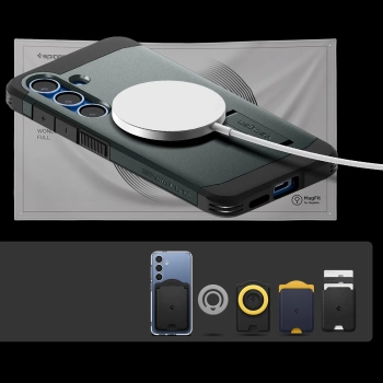 Etui na Samsung Galaxy S25 z podstawką Tough Armor MagSafe - zielone - zdj. dodatkowe 5