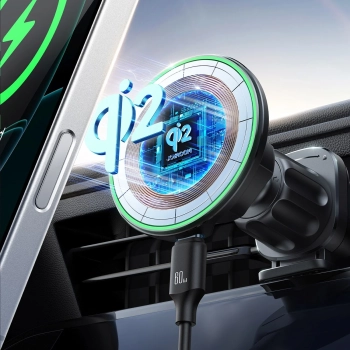  Uchwyt samochodowy z ładowarką do telefonu Qi2 15W na kratkę nawiewu - czarny - zdj. dodatkowe 6