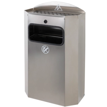 Kosz z ramką na worek na śmieci odpadki naścienny z popielniczką stal nierdzewna 328x164x541mm